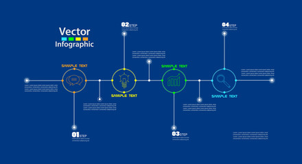 Vector circle infographic on blue background. Template for diagram, graph, presentation and chart. Business concept, parts, steps or processes. Eps 10