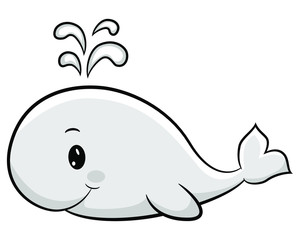 Cute Whale Smile Cartoon Simple Coloring Page
