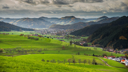 Fototapeta na wymiar Herbstlicher Schwarzwald in den Höhen von Oberharmersbach