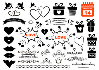 Set of valentine's day icons, such as celebration, happy, romantic, heart, love