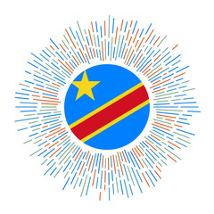 DR Congo sign. Country flag with colorful rays. Radiant sunburst with DR Congo flag. Vector illustration.