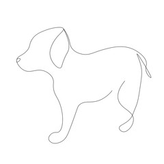 Puppy continuous line draw, vector illustration