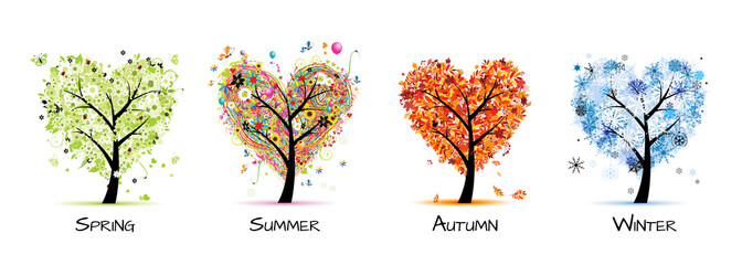 Four seasons - spring, summer, autumn, winter. Art tree beautiful for your design