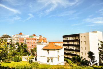houses in barcelona spain, photo as a background