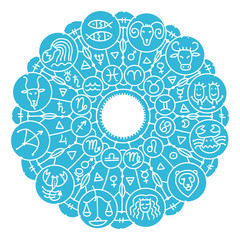 Zodiacal circle with astrology signs for your design