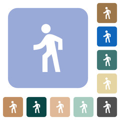 Man walking left rounded square flat icons