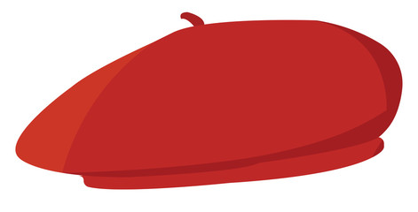 Red beret, illustration, vector on white background. - obrazy, fototapety, plakaty