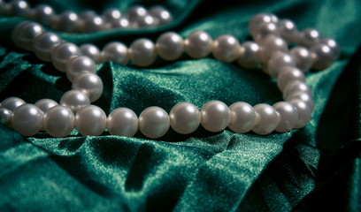 Pearls closeup on the silk