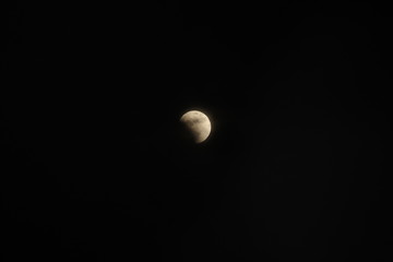 blake sky and a lunar eclipse