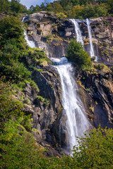 Fototapeta na wymiar AcquaFraggia waterfalls in Borgonuovo - Valchiavenna, Italy