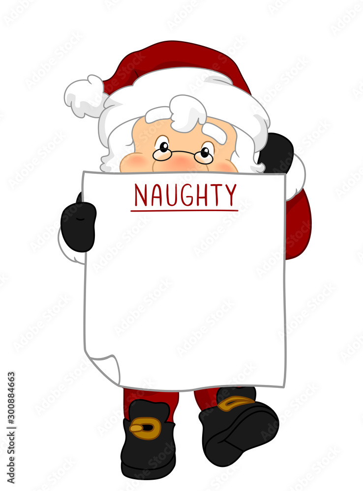 Poster santa claus blank naughty list illustration