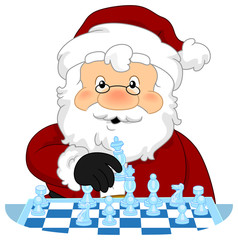 Santa Claus Play Chess Illustration