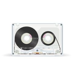 Vintage audio cassette with film in a transparent case design mockup