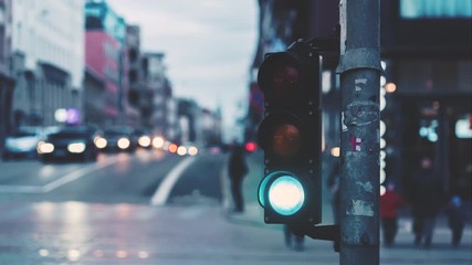 Timelapse of a traffic light at the crossroads