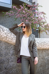 Fashion hipster cool girl in sunglasses.
