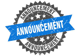 Obraz premium announcement grunge stamp with blue band. announcement