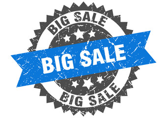 big sale grunge stamp with blue band. big sale