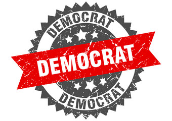democrat grunge stamp with red band. democrat