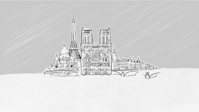 Paris, France Selfdrawing Lines