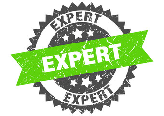 expert grunge stamp with green band. expert