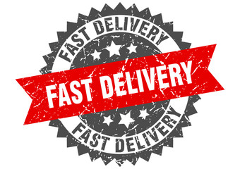 fast delivery grunge stamp with red band. fast delivery