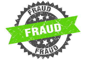 fraud grunge stamp with green band. fraud