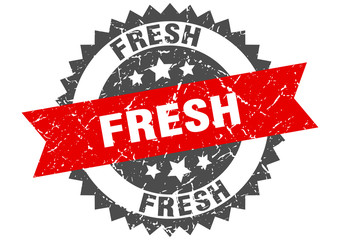 fresh grunge stamp with red band. fresh