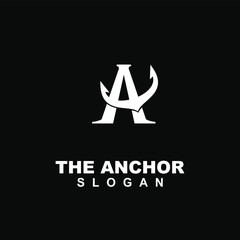 anchor with letter a modern logo icon design vector illustration
