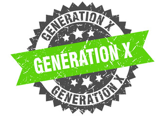 generation x grunge stamp with green band. generation x