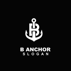 anchor with letter b modern logo icon design vector illustration