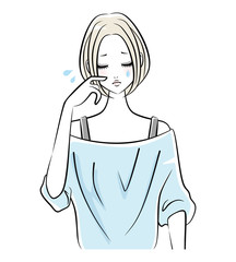 女性　泣く