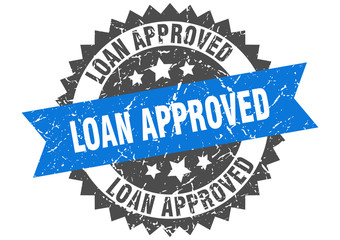 loan approved grunge stamp with blue band. loan approved