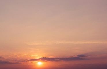 Blue sky sunset with soft white cloudy atmosphere is clear and clean.