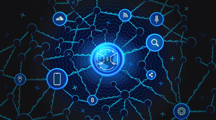 Internet Business Technology. Communication Network Background. Online Business Network. Personal Data Design Structure. Internet Business Concept Background. Smart Network System.Web Business Network