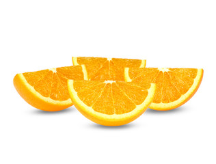 Orange fruits slice isolated on white background.