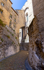 Avignon. Old narrow street in the historic center of the city.