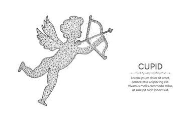Cupid with bow and arrow polygonal vector illustration