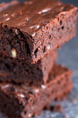 Vegan brownies chocolate plant based diet no animal products on dark background