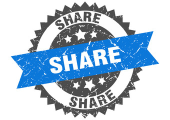 share grunge stamp with blue band. share
