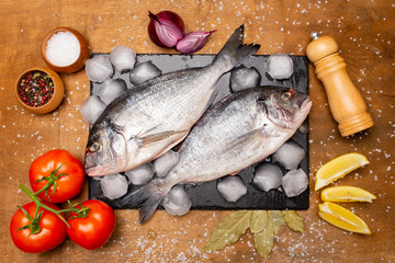 fresh fish on ice