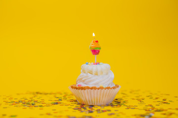 birthday cupcake with candle