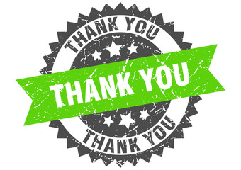 thank you grunge stamp with green band. thank you