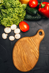 fresh vegetables on wooden board
