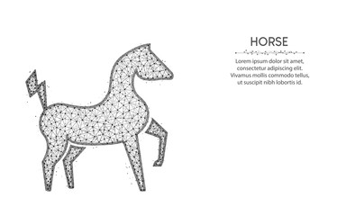 Powerfu horse polygonal vector illustration