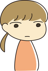 無表情　女性　呆然　右向き　シンプル　イラスト