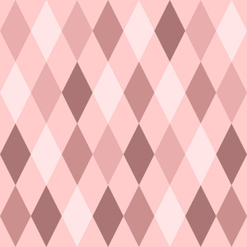 Pattern with rhombuses in shades of dusty pink. Vector drawing.