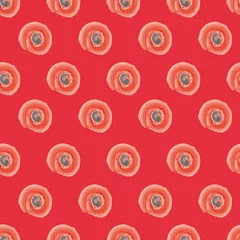 Deurstickers Seamless watercolor dots on red background pattern print design © Doeke