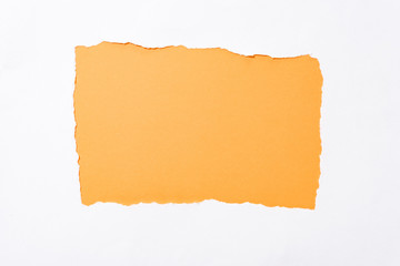 orange colorful background in white torn paper hole