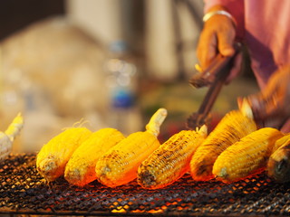Grilled Corn, Roasted corn, Corn.