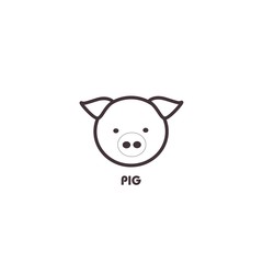 pig heat,face or fork bacon line art line vector